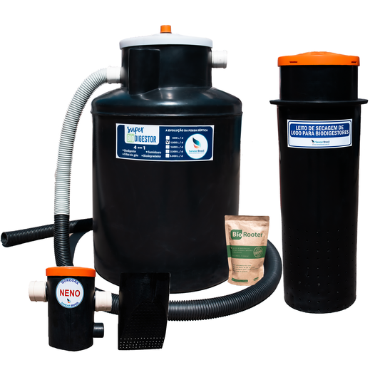 KIT SUPER BIODIGESTOR 1000L com leito é gordura Sanear Brasil