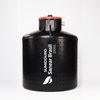 Sumidouro 2500L Sanear Brasil preto, com corpo perfurado e tampa laranja