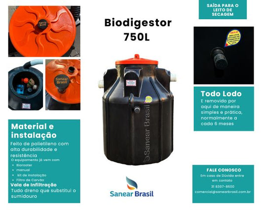 Biodigestor 750L - Sanear Brasil - Sanear Brasil - Loja oficial | Produtos para tratamento de Água e esgoto