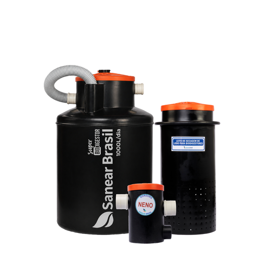 Super Biodigestor 1000L/dia + Leito de secagem + Caixa de Gordura 20l