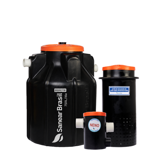 Biodigestor 750L/dia + Leito de secagem + Caixa de Gordura 20L