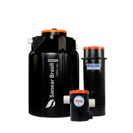 Kit Biodigestor 1600L + Leito e Caixa de Gordura