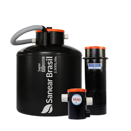 Kit Super Biodigestor 2500L/dia + Leito e Cx de Gordura 20L