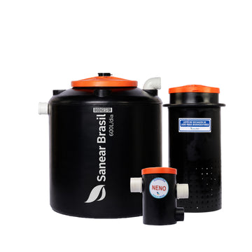 Kit Biodigestor 600 L/dia Sanear Brasil com leito de secagem e caixa de gordura de 20 L