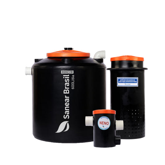 Biodigestor 600L/dia + Leito de secagem + Caixa de Gordura 20L