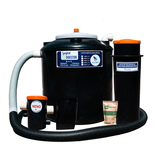 Kit super biodigestor 600L com leito e gordura SANEAR BRASIL