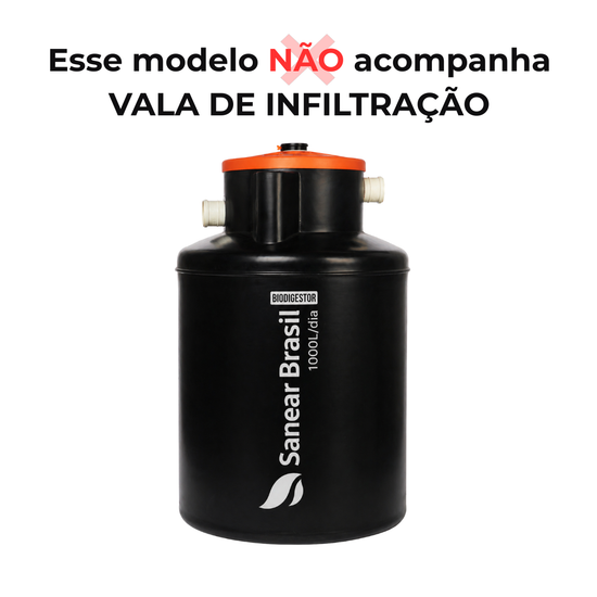 Biodigestor de 1000 litros vendido sem vala de filtração, necessária para finalização do tratamento