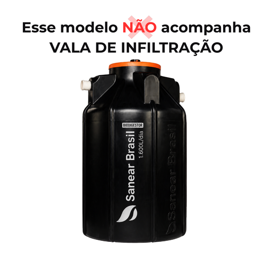 Biodigestor de 1600 litros vendido sem vala de filtração, necessária para finalização do tratamento