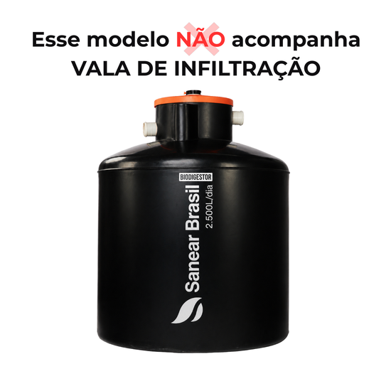Biodigestor de 2500 litros vendido sem vala de filtração, necessária para finalização do tratamento