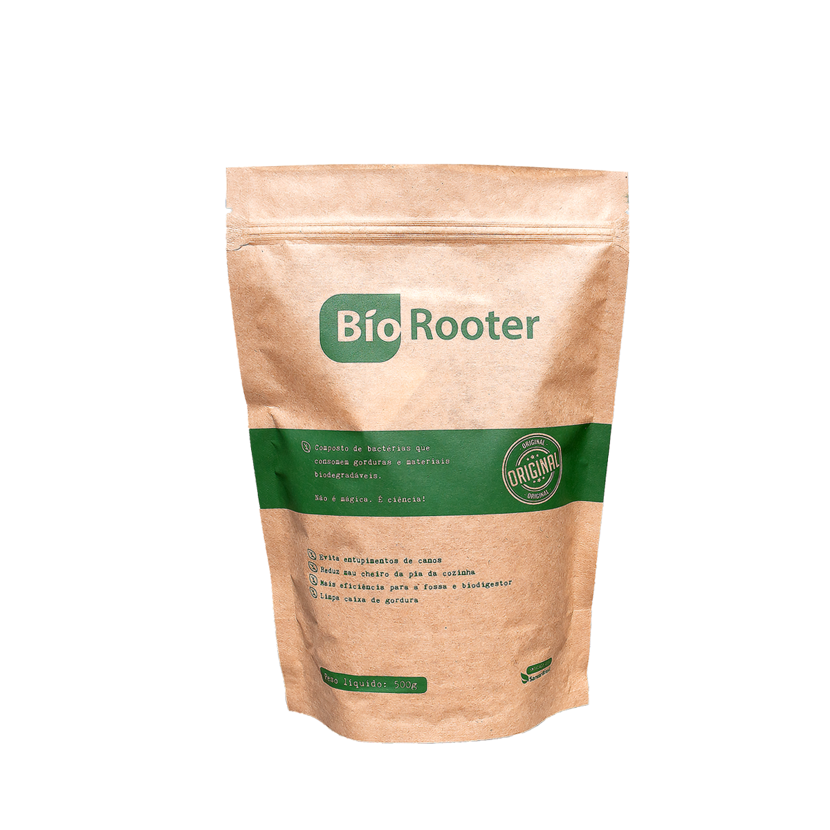 Embalagem de Biorooter 500 g Sanear Brasil, vista de frente