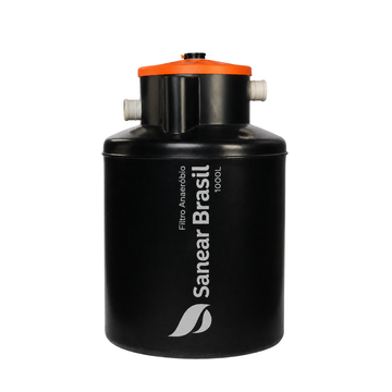 Filtro anaeróbio 1000L Sanear Brasil para tratamento complementar de efluentes.