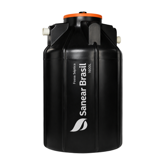 Fossa séptica 1600L Sanear Brasil para sistema de tratamento de esgoto.