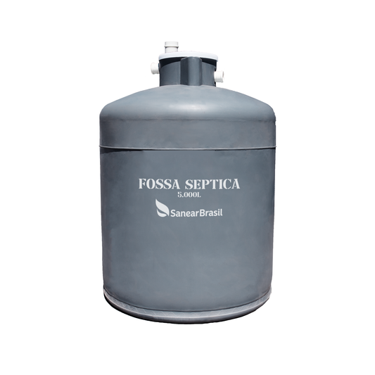 Fossa Séptica 5.000 L Sanear Brasil cinza, em fundo branco