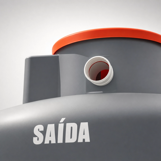 Saída do biodigestor tradicional 5000L Sanear Brasil para passagem do efluente tratado.